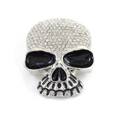 Skeleton Pirate Evil Skull Tattoo Clear Rhinestone Metal Fashion Belt Buckle