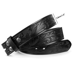 TRIWORKS Western Leather Belt Strap for Men without Fit Size 29&Prime;-33&Prime;, A-black