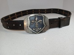 Fleur De Lis Iron Cross Belt Buckle Brushed Distress Metal With Levis BELT