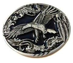Classic Soaring EAGLE Antique Silver color BELT BUCKLE Full Metal Western USA