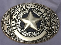 3 piece set Texas Seal Set: Belt Buckle, Bolo and Key Ring (Gold)