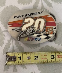 Tony Stewart NASCAR Belt Buckle Pewter Limited Edition Racing 2000 Silver Orange