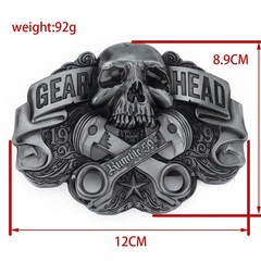 Metal Zinc Alloy Belt Buckle Western Cowboy Gear Head Skull Casual Fashion Style