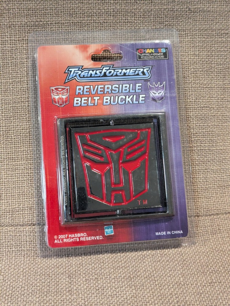 Hasbro 2007 Transformers Autobot Decepticon Reversible Metal Belt Buckle New