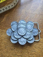 Vintage Faux Indian Head & Buffalo Nickel Belt Buckle 1986 Made In USA