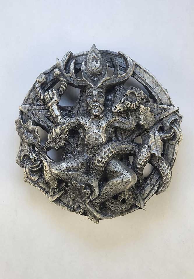 Pewter Cernunnos Belt Buckle – Dryad Design Celtic Horned God Wiccan Pagan 3&Prime;
