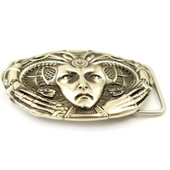 Medusa Gorgon 2.0 german silver belt buckle, German silver Medusa belt buckle