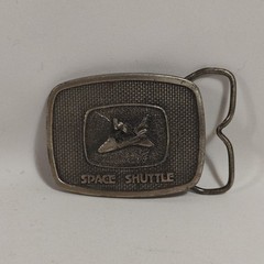 The Space Shuttle Belt Buckle Vintage 1981 Silvertone The Buckle Connection 3×2&Prime;