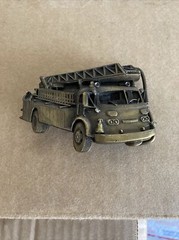 1978 Bergamot Brassworks Fire Truck Belt Buckle G-38 Made in USA 3&Prime; x 2-1/4&Prime;