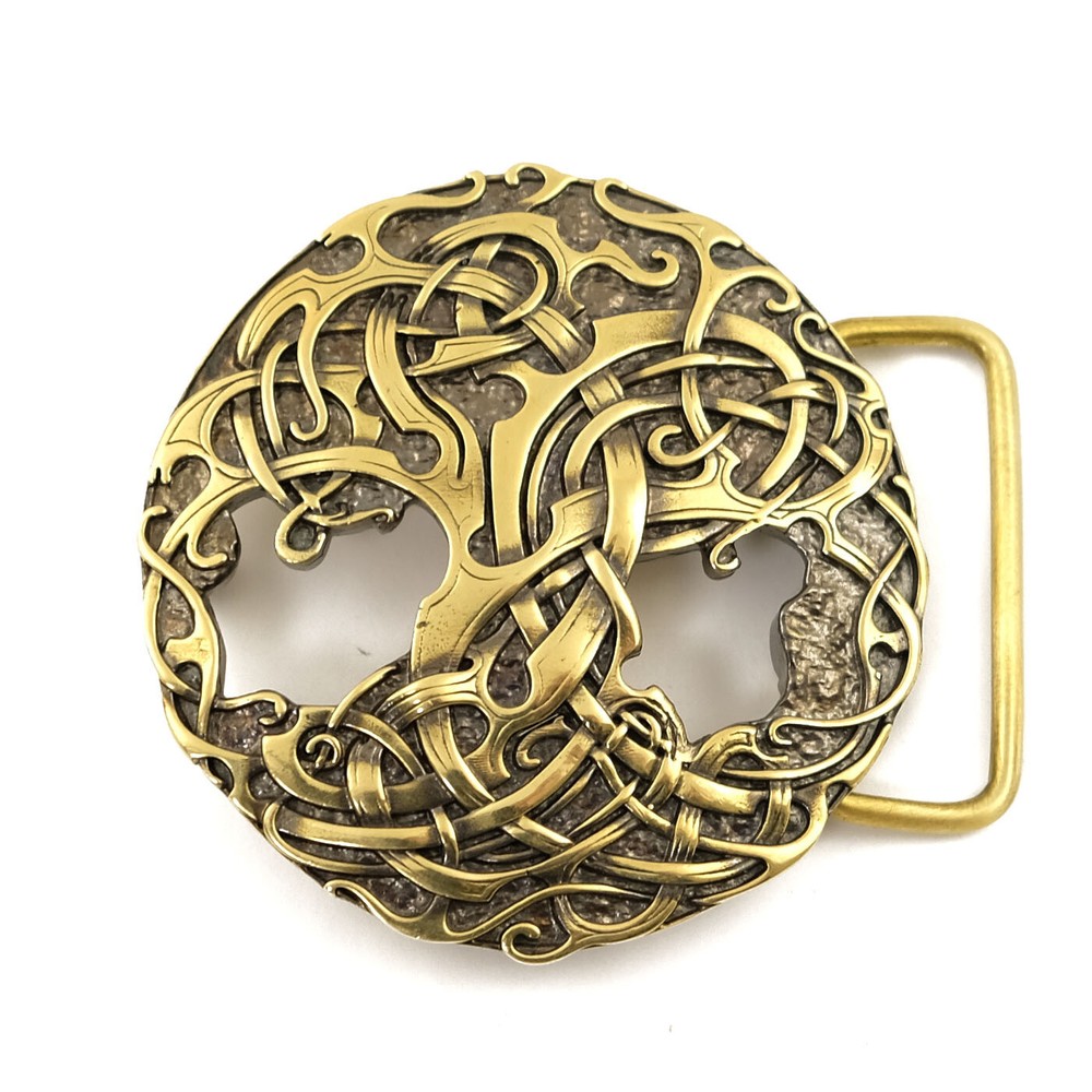 World Tree belt buckle, Old Norse Scandinavian Nordic Celtic Pagan runic Tree