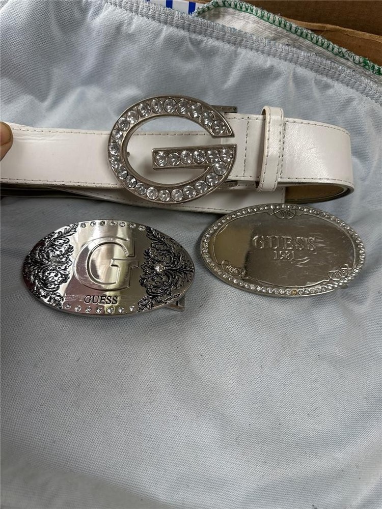 Vintage Guess Jeans Belt Buckle Lot of Three Buckles and 1 Belt
