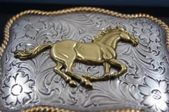 Nocona Western Running Horse Roped Edge Belt Buckle 3757452