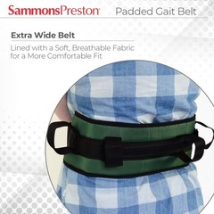 Sammons Preston Padded Gait Belt with Handles, 5.5&Prime; Wide Large – Black, Grey