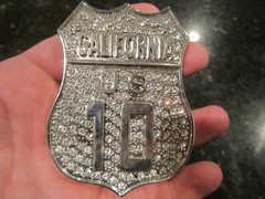 CALIFORNIA U.S. 10 HIGHWAY THEME BELT BUCKLE COVERED IN CRYSTALS GW-17