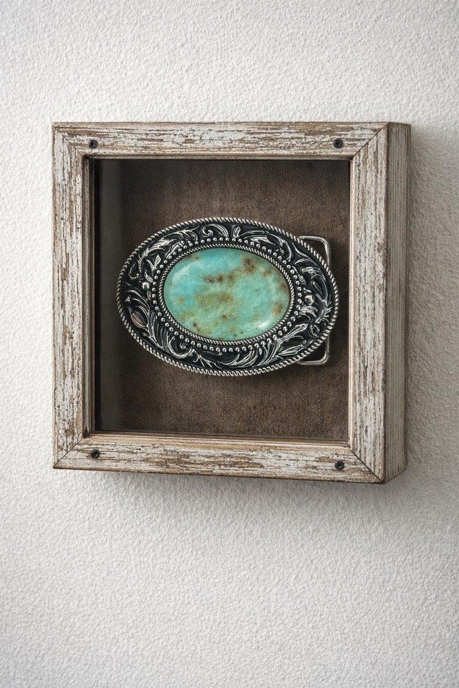 Turquoise Stone Belt Buckle Engraved Silver Western Cowboy Rodeo Design