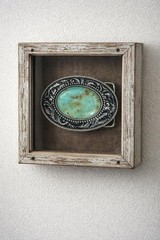 Turquoise Stone Belt Buckle Engraved Silver Western Cowboy Rodeo Design