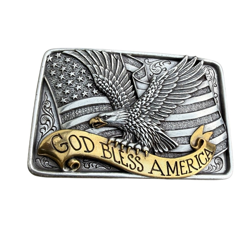 God Bless America Bald Eagle Patriotic Commemorative Nocona? Belt Buckle