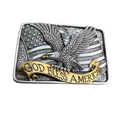 God Bless America Bald Eagle Patriotic Commemorative Nocona? Belt Buckle