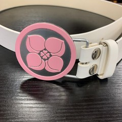 Pink Silver Buckle Peach Four Leaf Clover White Belt Japan Ninja Samurai Cosplay
