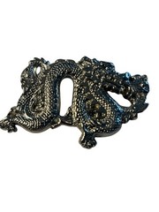 DRAGON FIRE FLAME BREATHING SOLID BRASS CHROME PLATED BARON BELT BUCKLE 1981