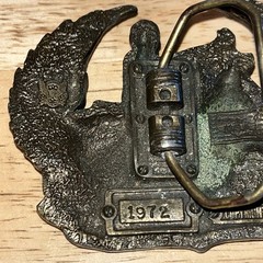 Vintage Brass Hell On Wheels Winged Biker Skeleton Motorcycle Belt Buckle