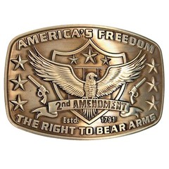 America&rsquo;s Freedom Belt Buckle 2nd Amendment Antique Silver Eagle Shield Stars