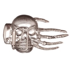 Hand and Skull Belt Buckle Western Cowboy Cowgirl Motorcyclist Pirate (HND5M)