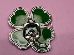 Lucky Four Leaf Clover Shamrock Green Silver Novelty Bottle Opener & Belt Buckle