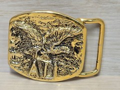 Vintage Bob Craven Belt Buckle Gold 2.75&Prime; War Eagle AU Bronze Handcrafted