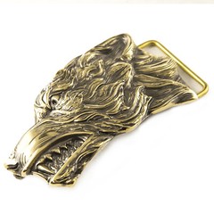 Belt buckle Grey Wolf, Handmade wolf head solid belt buckle