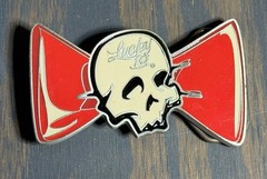 NOS Y2K Lucky 13 Apparel Metal Belt Buckle Skull Bow Pin Up Punk Psychobilly