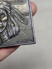 vintage GERONIMO belt buckle NATIVE AMERICAN solid brass INDIAN st louis WESTERN