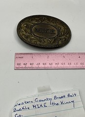 Western Country Brass Belt Buckle MIKE the Kinney Co. Vintage 1977 Oval Buckle