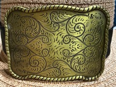 Antiqued Bronze Rectangle Floral & Vine Belt Buckle