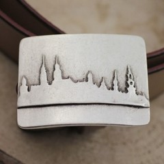 Hamburg City Silhouette Belt Buckle Skyline Metal Modern Urban Design