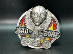 1990s Siskiyou Belt Buckle Bad To The Bone Skull Motorcycle Eagle