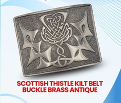 Scottish Kilt Belt Buckle Celtic Knot Thistle High Quality Antique Finish