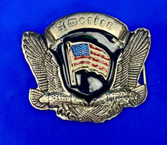 Patriotic America – Two Bald Eagles, United States Flag Cutout Belt Buckle