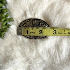 Oval Large Belt Buckle Floral Gold Black Rodeo Western Bull Rider Cowboy Cowgirl