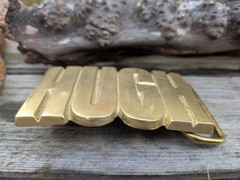 70s « HUGH » Brass Belt Buckle By Baron Buckles