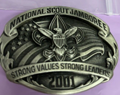 VINTAGE BELT BUCKLE NATIONAL JAMBOREE BSA BOY SCOUTS AMERICA 2001 Strong Values