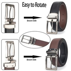 CaySep Reversible Leather Belt for Men Suit 34&Prime;-39&Prime; Waist, Coffee Black