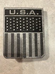 Vintage Belt Buckle American Flag Solid Pewter United States U.S.A. 2.75×2.25”