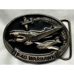 Vintage 1986 C+J Inc P-40 Warhawk Belt Buckle WWII Aviation Made in USA 1131