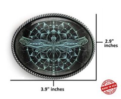 Dragonfly Belt Buckle – Esoteric Floral Mandala Handmade Boho Buckle – 125