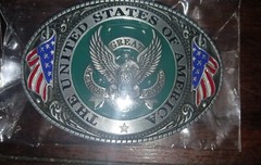 Silver Tone Pewter United States Of America Enamel Patriotic Belt Buckle Western