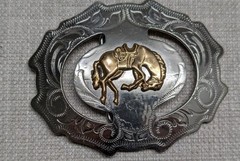 vintage USA made MILLER belt buckle NICKEL SILVER western RODEO cowboy horse