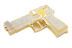 Gun Belt Buckle Rhinestones Gold Metal Iced Men Fashion Pistol Real Cowboy Style