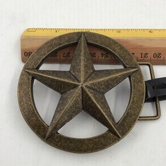 Vintage Bronze Star Western Style Belt Buckle: 3.5 Inch Diameter, New