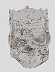 Skull Belt Buckle Silver Crown Metal Halloween Pirate Costume Bling Rhinestones